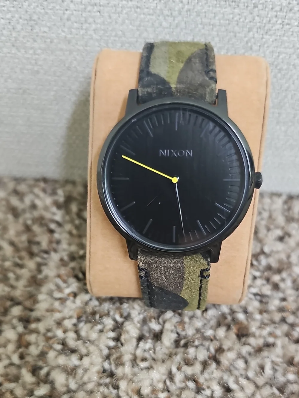 NIXON PORTER CAMO LEATHER BAND WATCH BFPM-07-223